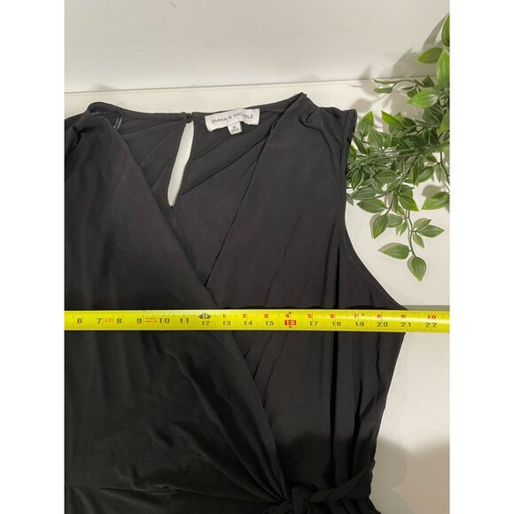 Emma & Michele Womens 3X Black Wrap Dress With Pockets & Tie Waist - Picture 11 of 13